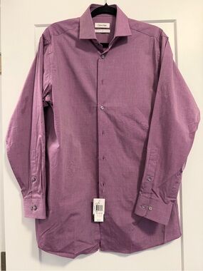 Calvin Klein Men's Lavender Purple Long-Sleeve Dress Shirt
